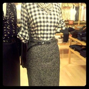 J.Crew black metallic Tweed pencil skirt - size 12